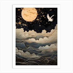 Seagull 3 Gold Detail Painting Art Print