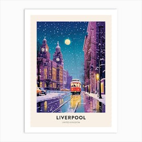 Winter Night  Travel Poster Liverpool United Kingdom 2 Art Print