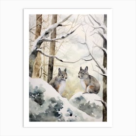 Winter Watercolour Gray Squirrel 4 Art Print