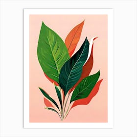 Leaves On A Pink Background Art Print