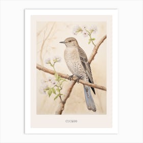 Vintage Bird Drawing Cuckoo 2 Poster Art Print
