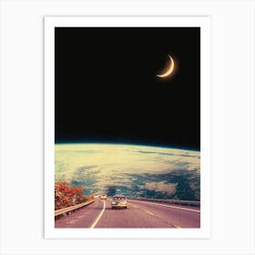 Moon And The Road Art Print