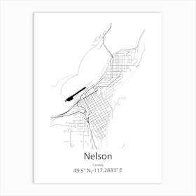 Nelson,Canada Minimalist Map Art Print