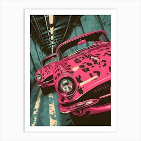 Pink Cars In A Tunnel 2 Art Print