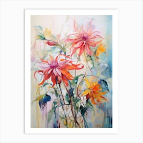 Abstract Flower Painting Bee Balm 2 Art Print