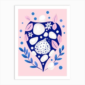 Heart With Flowers And Leaves Art Print