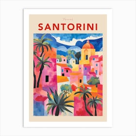 Santorini Greece 2 Fauvist Travel Poster Art Print