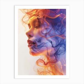 Woman With Smoke In Her Hair Art Print