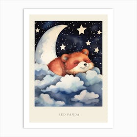 Baby Red Panda 2 Sleeping In The Clouds Nursery Poster Art Print