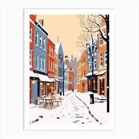 Retro Winter Illustration Bruges Belgium 2 Art Print