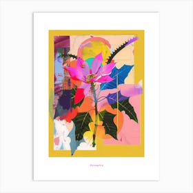 Poinsettia 1 Neon Flower Collage Poster Art Print