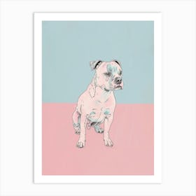 Pastel Staffordshire Bull Terrier Dog Pastel Line Illustration 4 Art Print