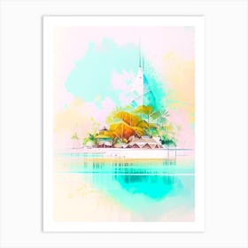 Maldives Beach Watercolour Pastel Tropical Destination Art Print