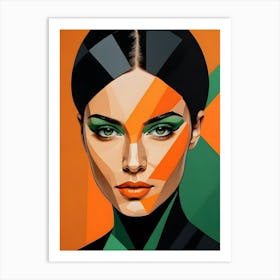 Geometric Woman Portrait Pop Art (31) Art Print