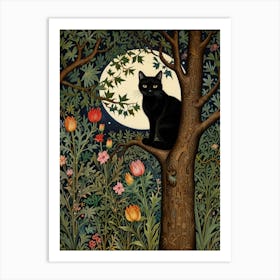 Cat In A Tree Style William Morris Art Print