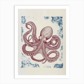 Brushstrokes Octopus Vintage 2 Art Print