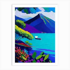 Lake Atitlán Guatemala Colourful Painting Tropical Destination Art Print