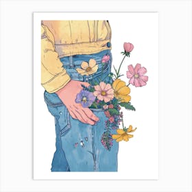 Denim Blossoms Art Print