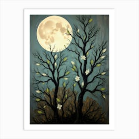 Full Moon Over Trees 2 Art Print