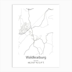 Waldkraiburg,Germany Minimalist Map Art Print