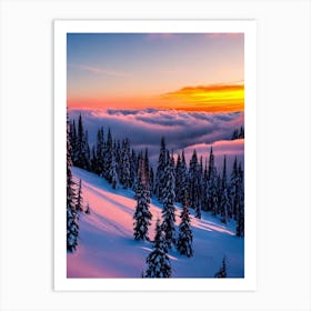 Arabba, Italy Sunrise Skiing Poster Art Print