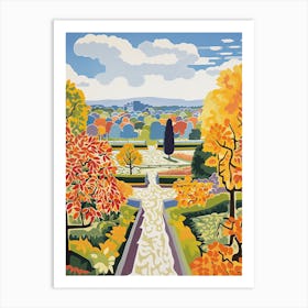 Gardens Of The Palace Of Versailles, France In Autumn Fall Illustration 1 Art Print
