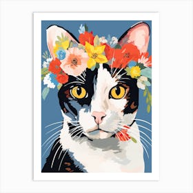 Japanese Bobtail Cat With A Flower Crown Painting Matisse Style 4 Art Print