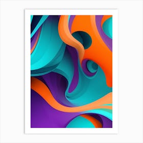 Abstract Colorful Waves Vertical Composition 45 Art Print