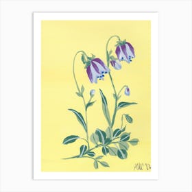 Little Violet Bells On Yellow Art Print