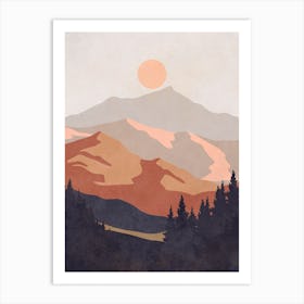 Sunset Over Mountains Art Print