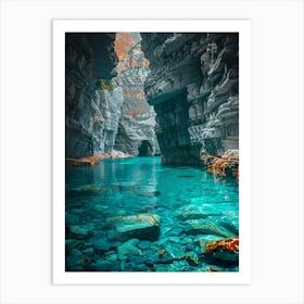 Blue Water In A Cave Art Print