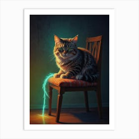 Cat Sitting On A Chair Art Print