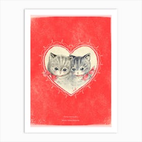 Valentine Kittens Art Print