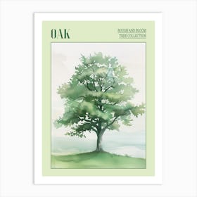 Oak Tree Atmospheric Watercolour Painting 1 Poster Art Print