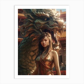 Chinese Girl With Dragon 11 Art Print