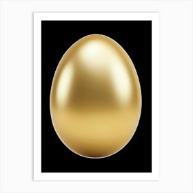 A Single Golden Egg, Isolated On A Black Background Art Print