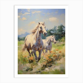 Horses Painting In Transylvania, Romania 3 Art Print
