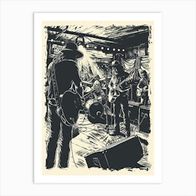 Duotone Illustration Live Music Scene Austin Texas  3 Art Print