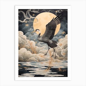 Crane 5 Gold Detail Painting Art Print