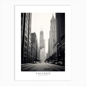 Poster Of Chicago, Black And White Analogue Photograph 3 Art Print