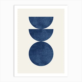 The Balance - Scandinavian Half-moon Circle Abstract Minimalist - Dark Blue Navy Art Print
