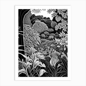 Royal Botanic Gardens, Kew,  1, United Kingdom Linocut Black And White Vintage Art Print