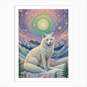 Whimsical Arctic Fox Art Print