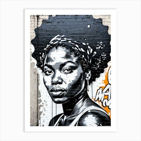 Vintage Graffiti Mural Of Beautiful Black Woman 117 Art Print