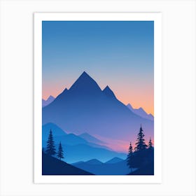 Misty Mountains Vertical Composition In Blue Tone 137 Art Print