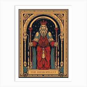 The Hierophant Tarot Card, Vintage 0 Art Print