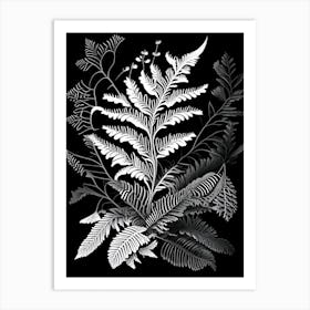 Shield Fern Wildflower Linocut 2 Art Print