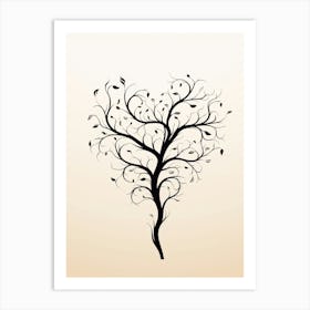 Cream & Black Tree Heart  1 Art Print