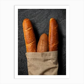 Baguette bread — Food kitchen poster/blackboard, photo art Art Print