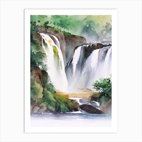 Nohsngithiang Falls, India Water Colour  (2) Art Print
